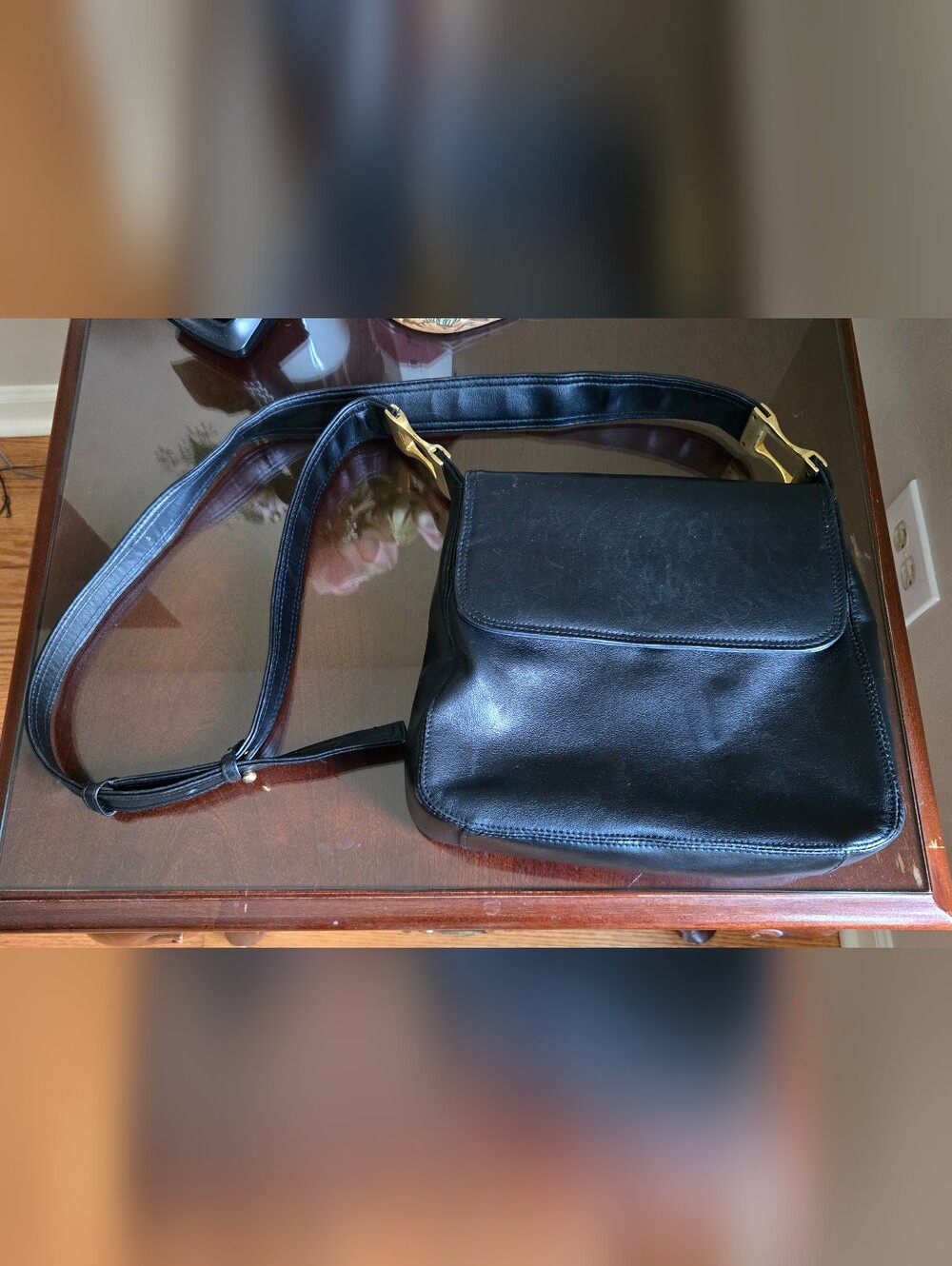 Black Genuine Leather Crossbody Shoulder Bag By COLETTE